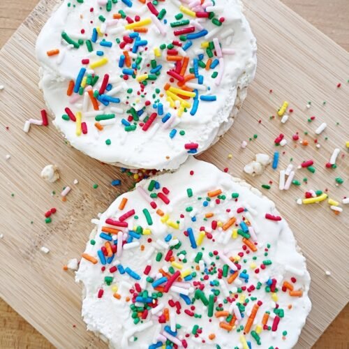 Birthday cake rice cake snack - A low calorie sweet treat