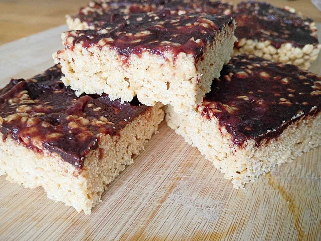 Peanut butter and jelly rice krispie treats