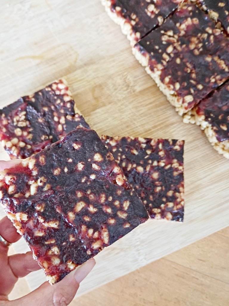Peanut butter and jelly rice krispie treats