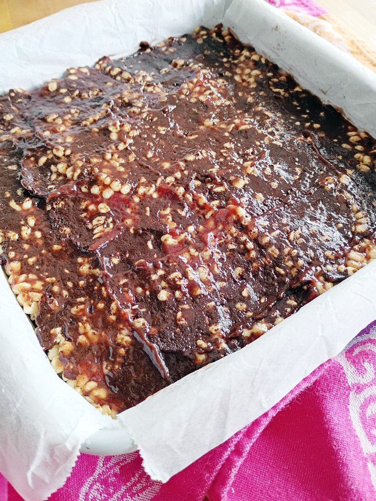 Peanut butter and jelly rice krispie treats